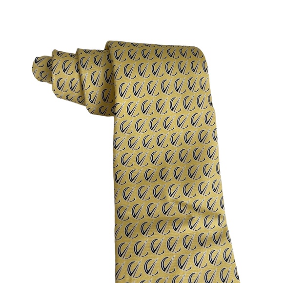 Vineyard‎ Vines Patterned Nautical Sailboats Silk Tie Classic Preppy Yellow Blue - Picture 2 of 6
